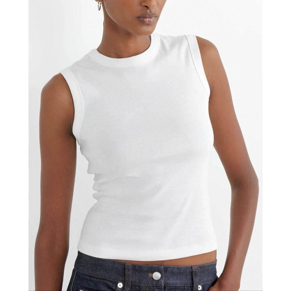 White Ribbed Knit Tank